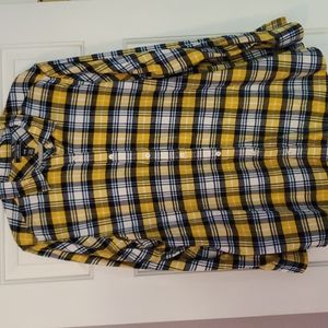 Lands End 22w flannel plaid button down shirt